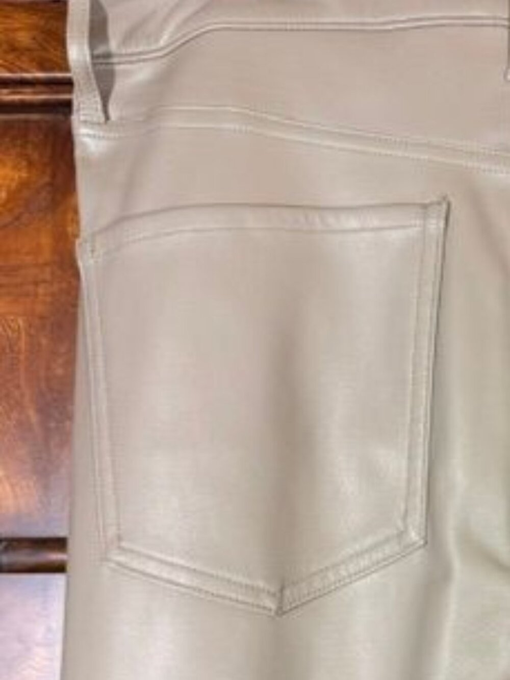 Express Taupe Modern Straight Super High Rise Faux Lambskin Leather Jean Sz 12L - Picture 8 of 13